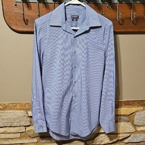 Van Huesen Slim Fit Stretch Flex Pin Striped Dress Shirt Size 14.5 32-33 (S/M)